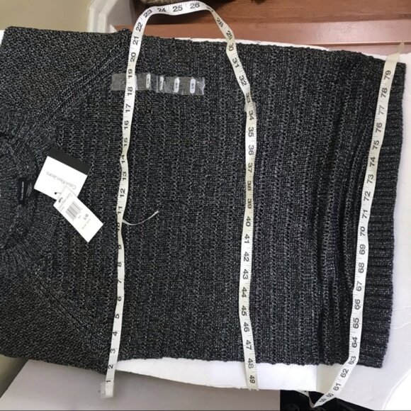 Calvin Klein NEW Loose Knit Crew Neck Sweater Cable Silver Charcoal Grey Tags L - Picture 15 of 16